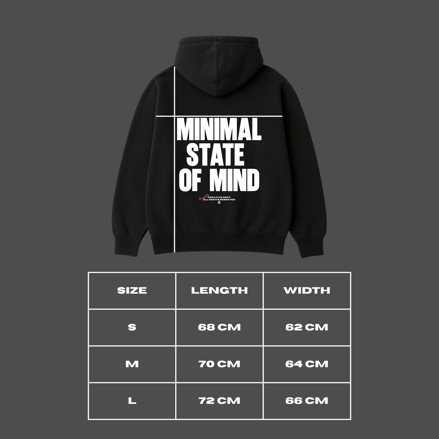 "MINIMAL STATE OF MIND" Grey Hoodie