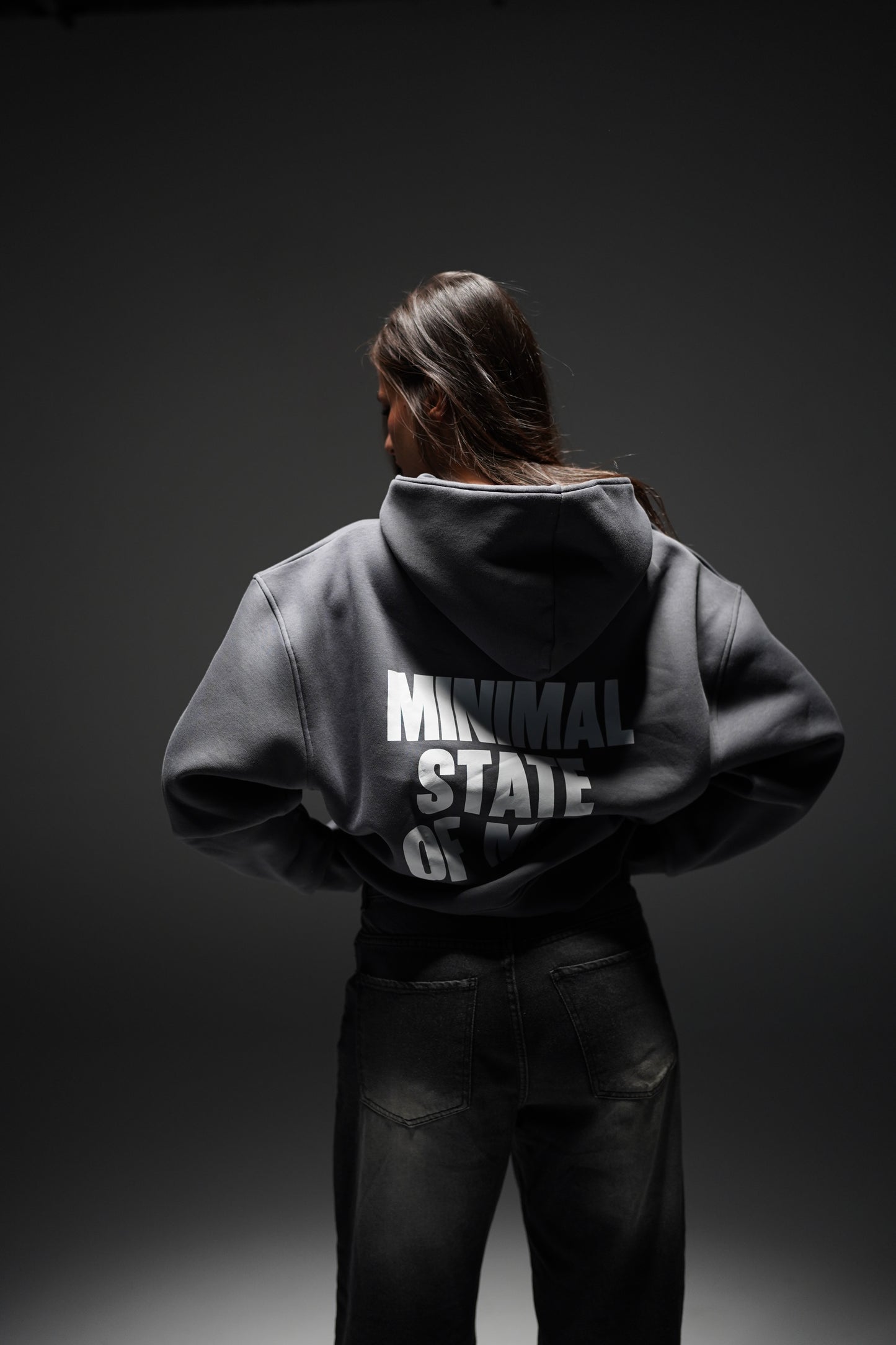 "MINIMAL STATE OF MIND" Grey Hoodie